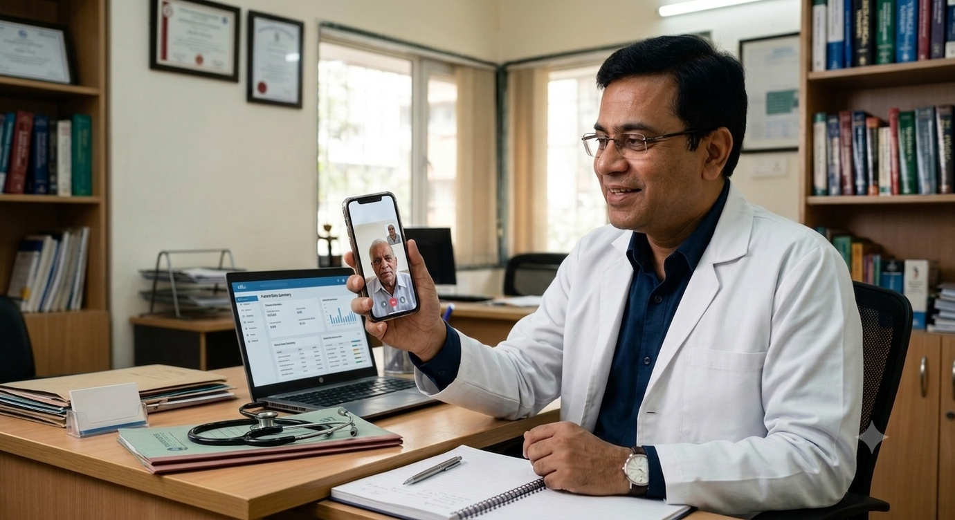 Patient on a video consultation with a doctor