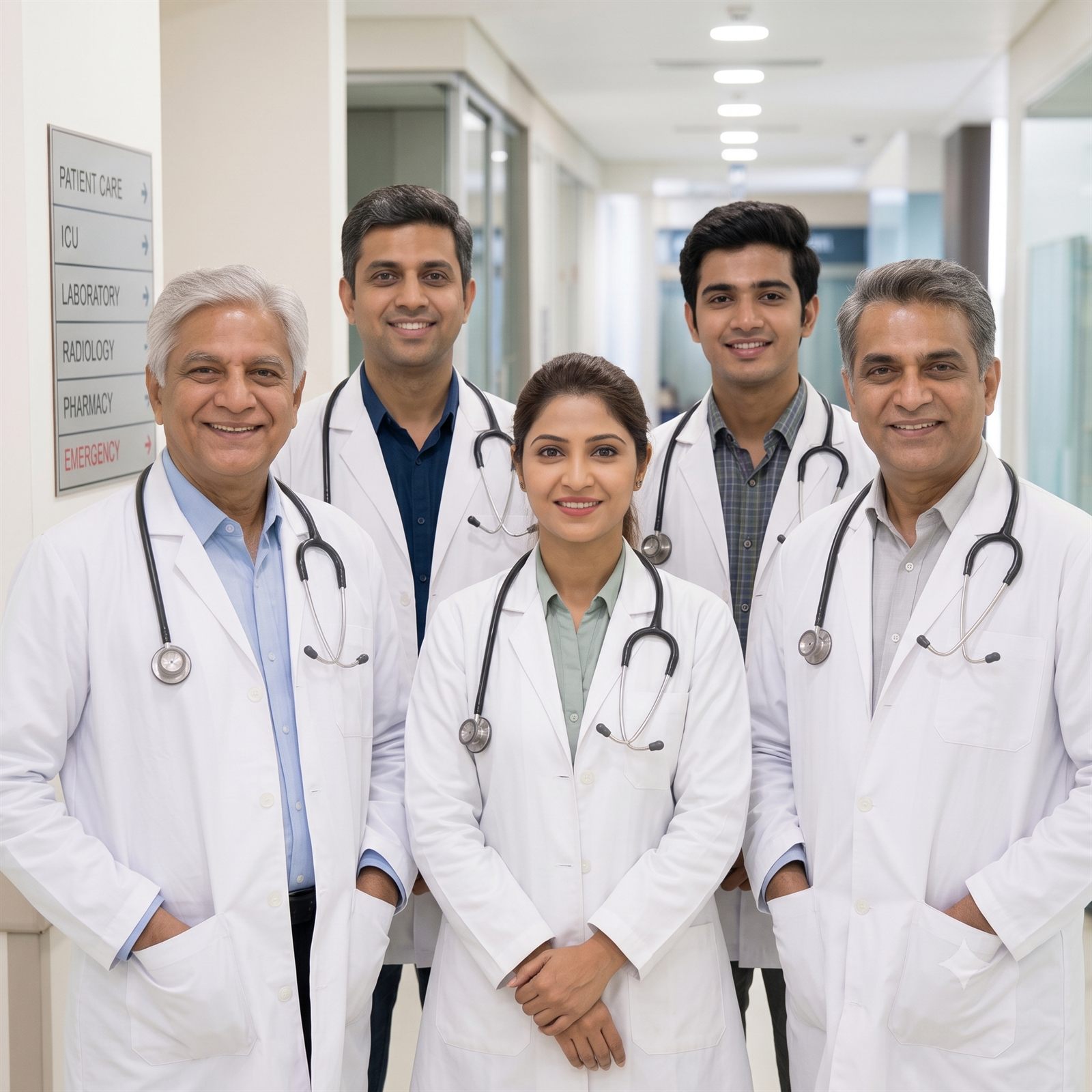 Panmedical medical team of mixed-age doctors